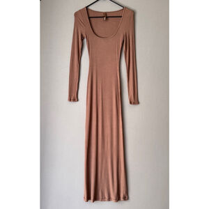 Women's Skimms ribbed maxi Dress XS‎ Brown NWOT